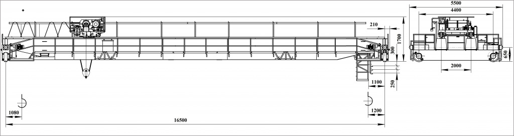 Чертеж двухбалочного мостового крана